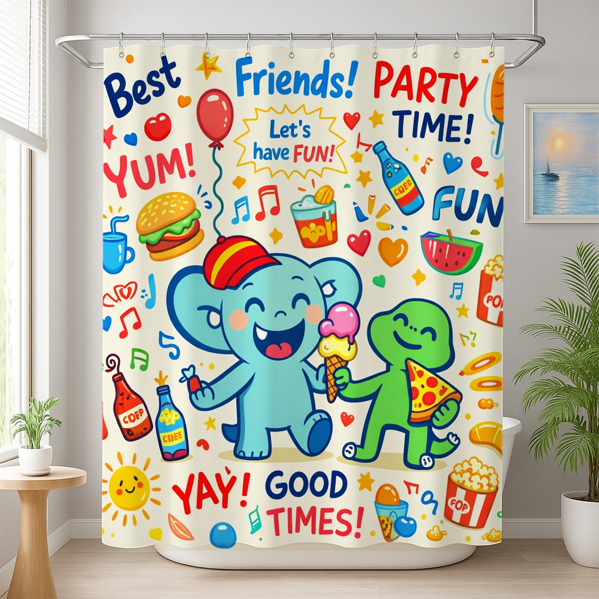 Feblilac Fun Alien Shower Curtain
