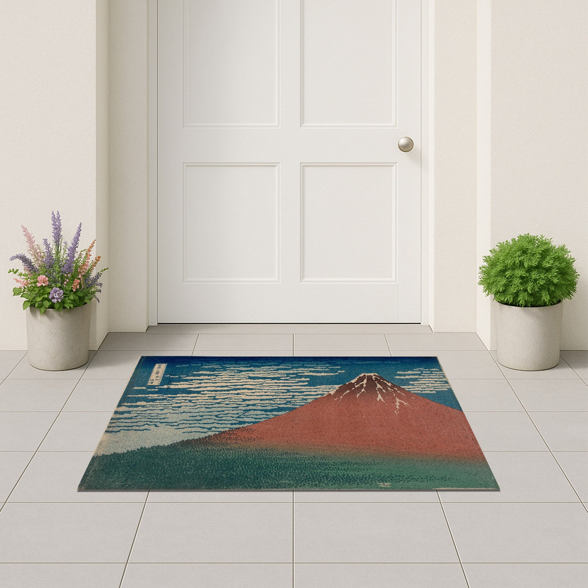 Feblilac Ukiyo-e Red Fuji PVC Coil Door Mat