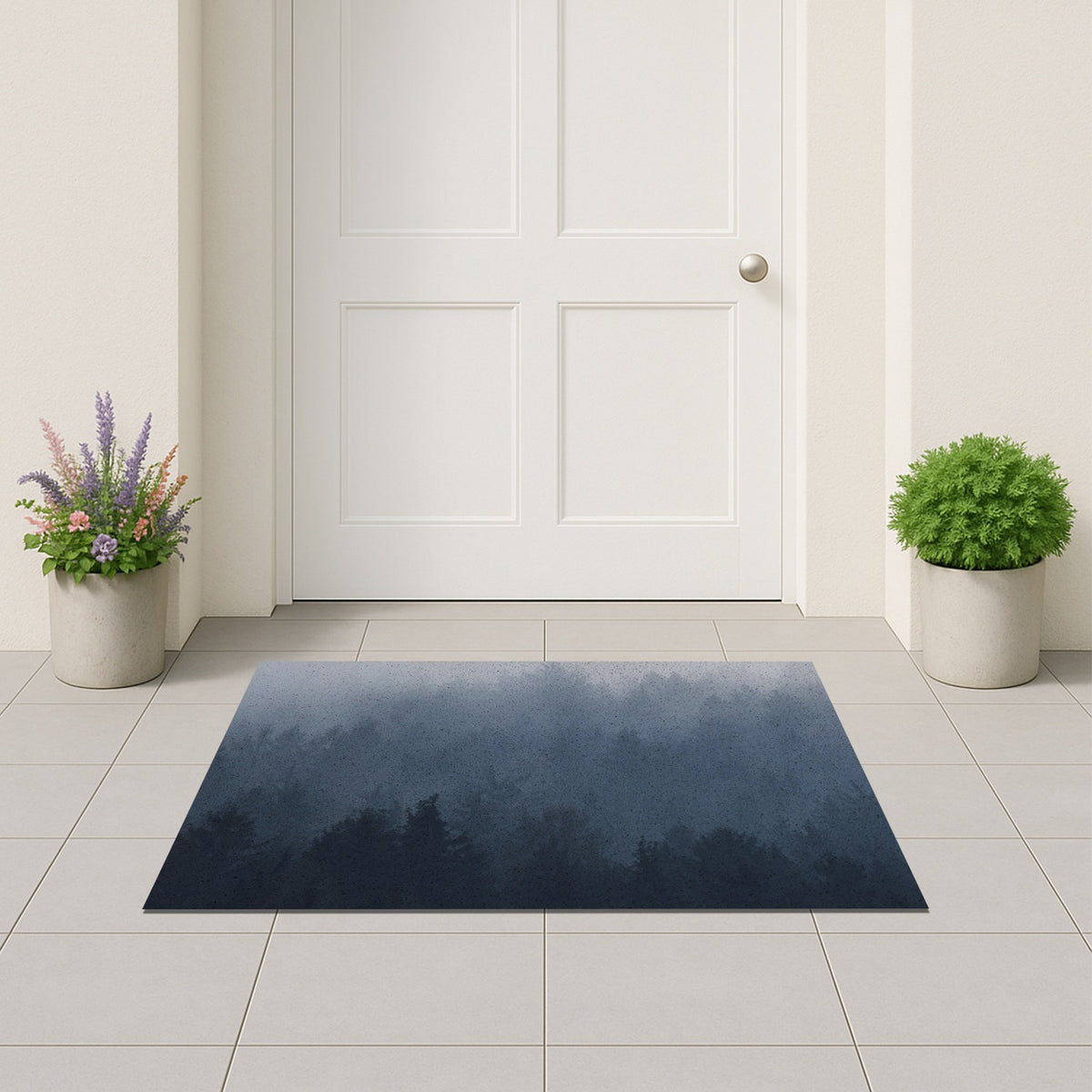 Feblilac Deep Blue Gradient Mountains PVC Coil Door Mat