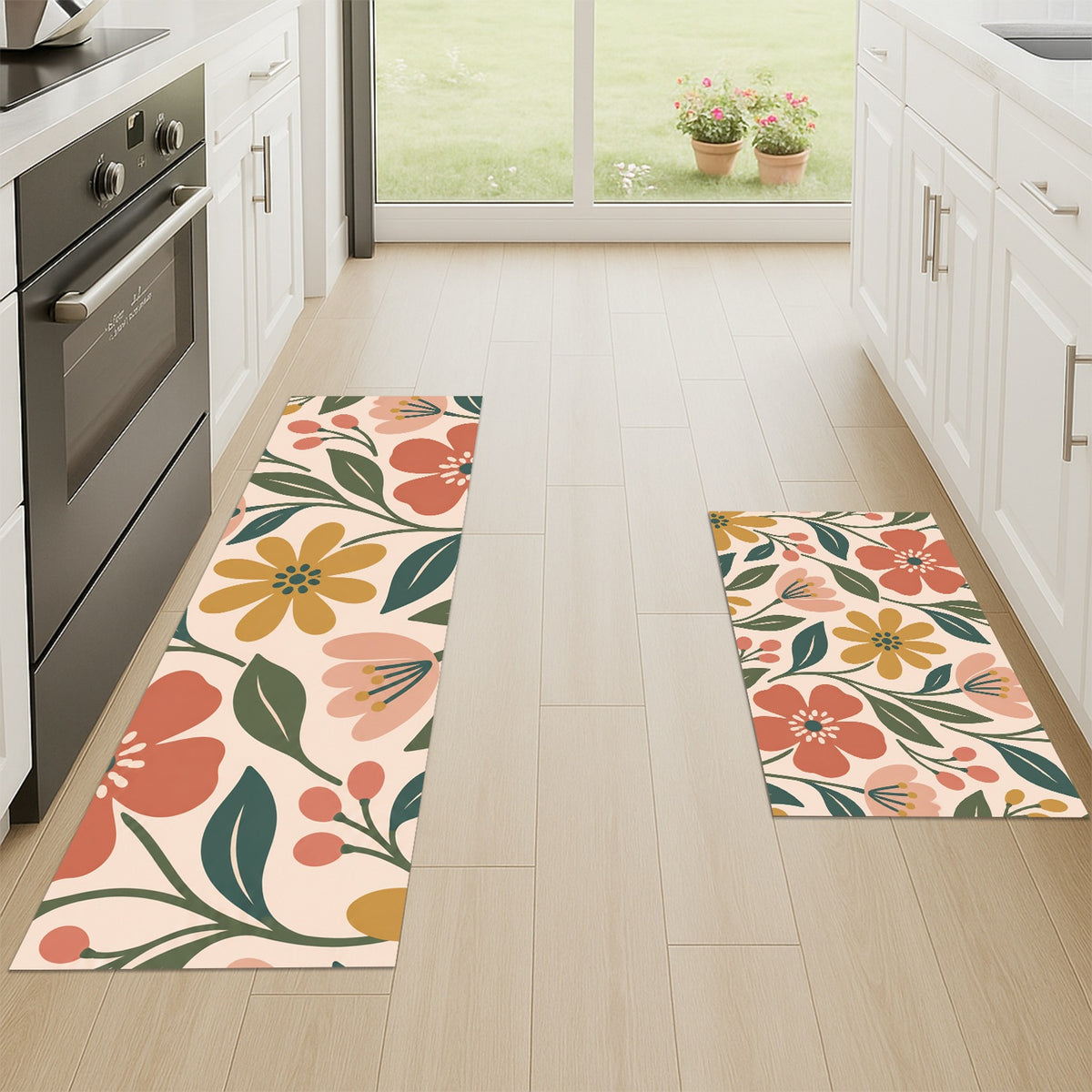 Feblilac Green Ground Orchid PVC Coil Door Mat