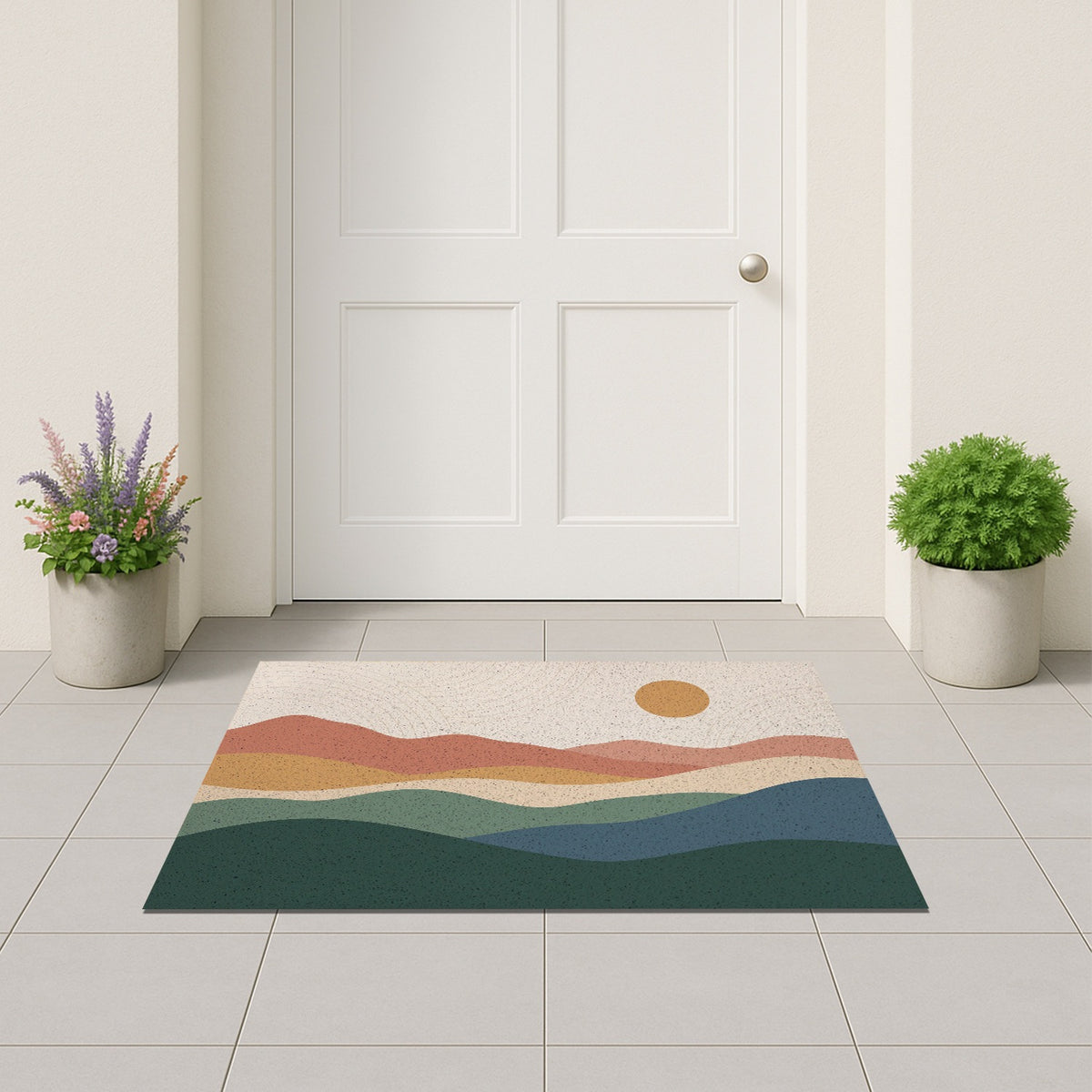 Feblilac Green Meadow Field PVC Coil Door Mat