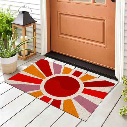 Feblilac Sun Rays Shining PVC Coil Door Mat