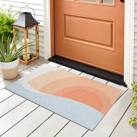 Feblilac Pink Gradient Sun Rising PVC Coil Door Mat
