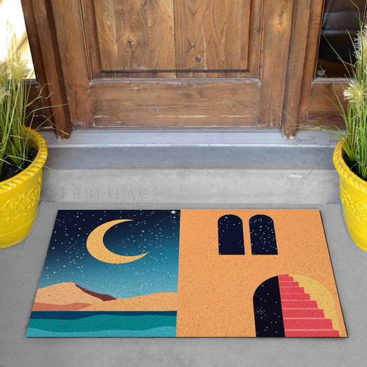 Feblilac Simple Style House Mountains PVC Coil Door Mat