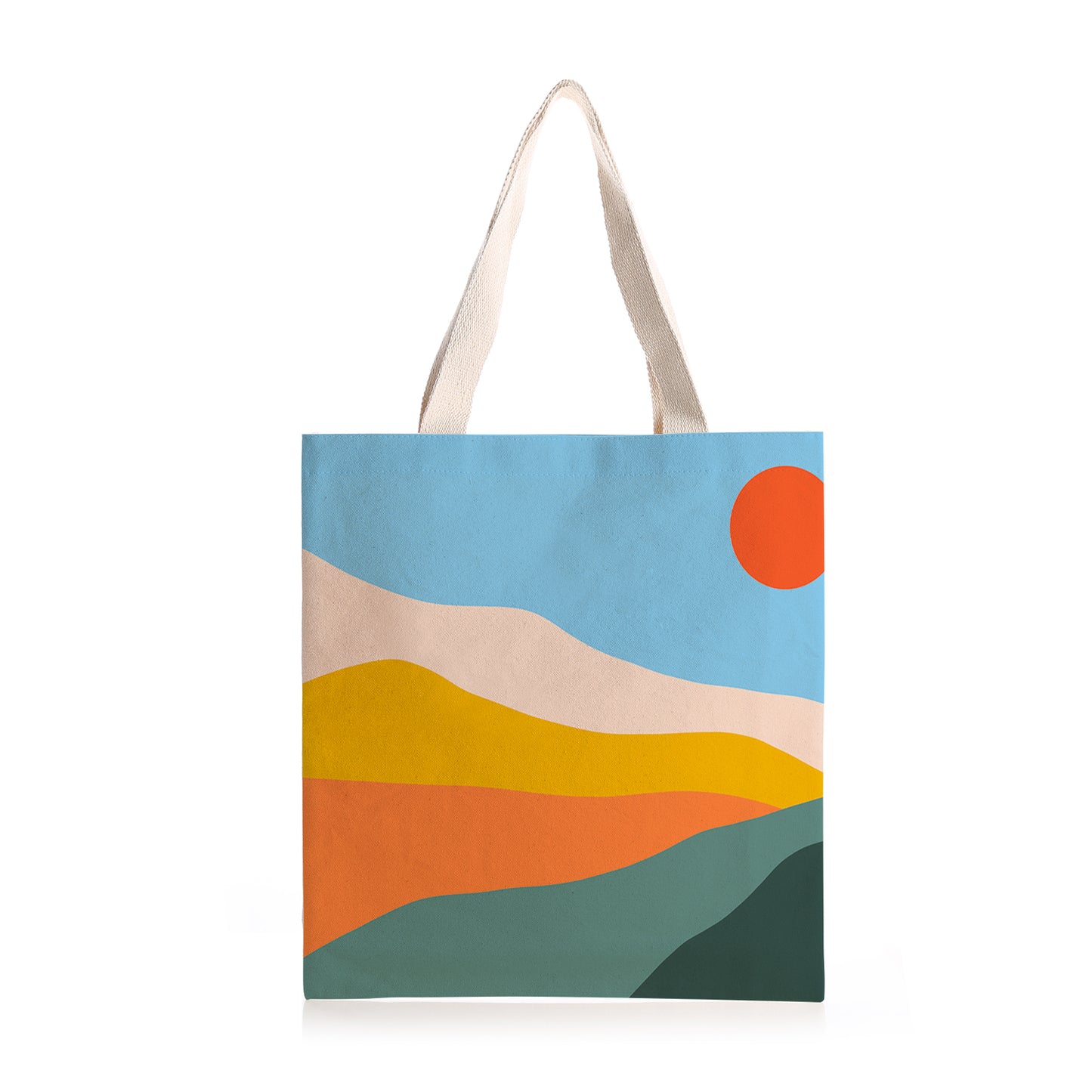 Feblilac Colorful Mountains Sunrise Canvas Tote Bag