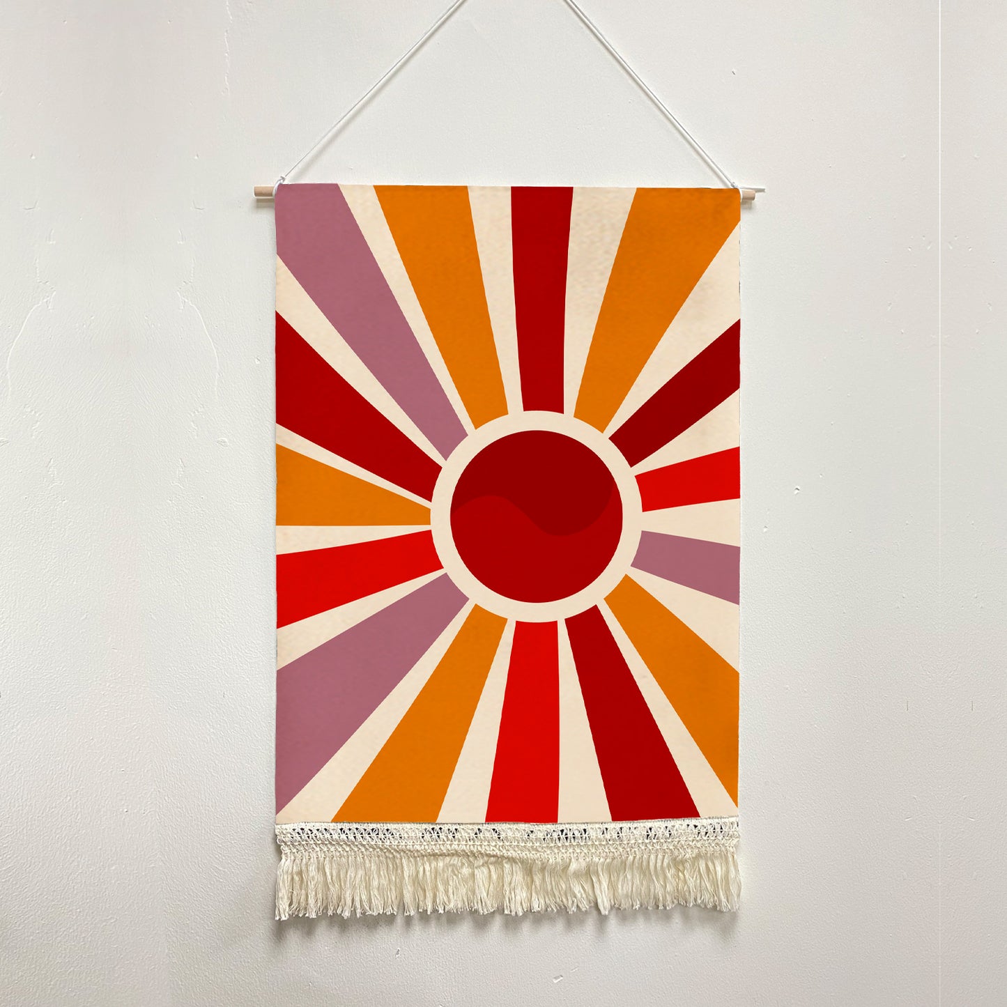 Feblilac Sun Rays Shining Handmade Macrame Hanging Wall Decor Art