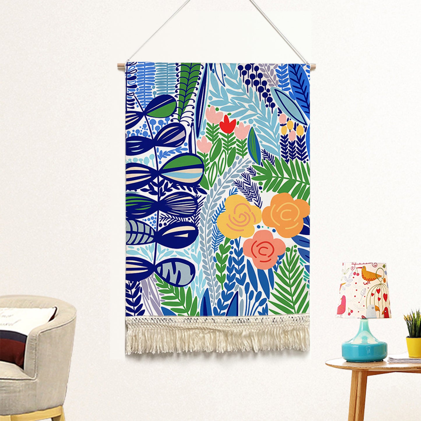 Feblilac Tropical Leaves Handmade Macrame Hanging Wall Decor Art