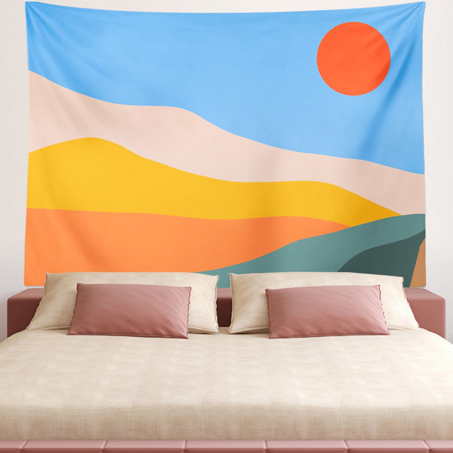 Feblilac Colorful Mountains Sunrise Tapestry Wall Decor