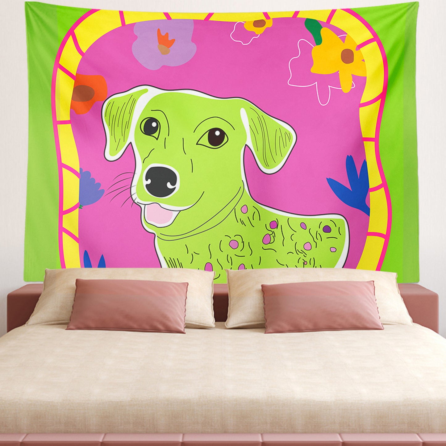 Feblilac Colorful Dog Tapestry Wall Decor