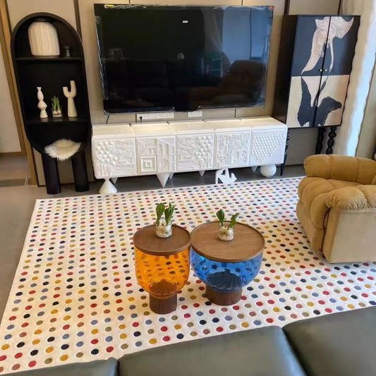 Feblilac Luxurious Colorful Spot Dots Art Handmade Tufted Acrylic Livingroom Carpet Area Rug