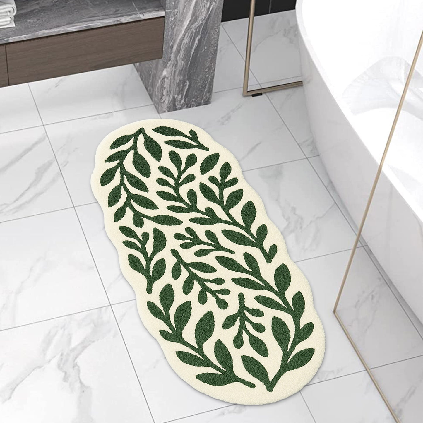 Feblilac Leaf Tufted Runner Bath Mat