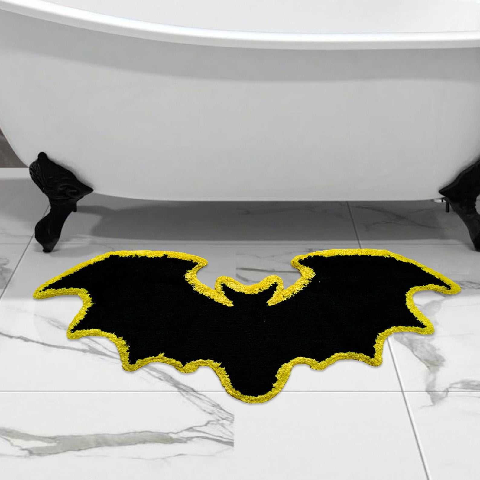 Feblilac Black Bat Bath Mat, Fun Soft Absorbent Bathroom Rug, Non-Slip –  Feblilac® Mat
