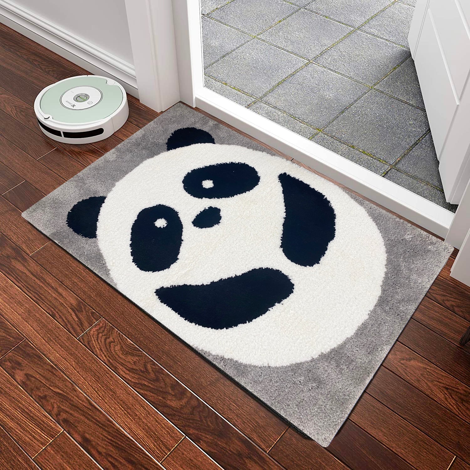 Cute Panda Bath Mat Soft Plush Mat For Bathroom Black And White