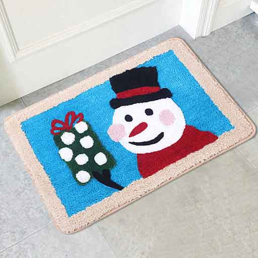 Feblilac Snowman Blue Ground Christmas Bath Mat - Feblilac® Mat
