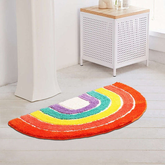 Semi-circle Rainbow Mat for Bathroom, Cute Colorful Bath Mat, Gay Pride Home Decor - Feblilac® Mat