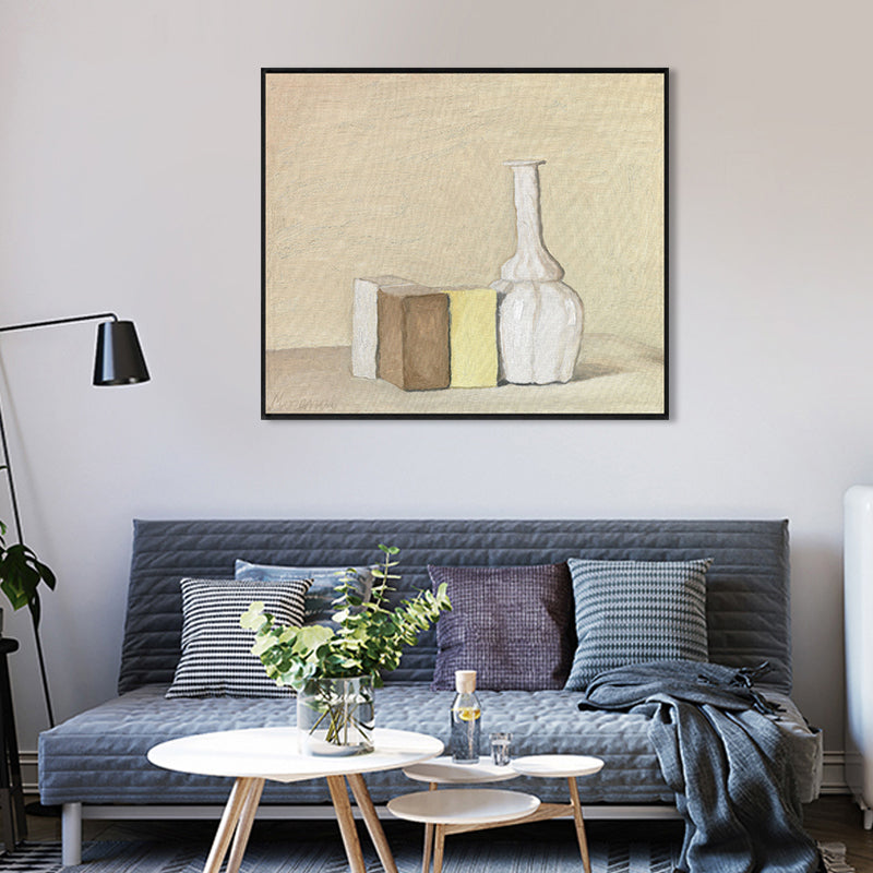 Impressionism Neat Pots Canvas Print Pastel Color Textured Painting for Playroom