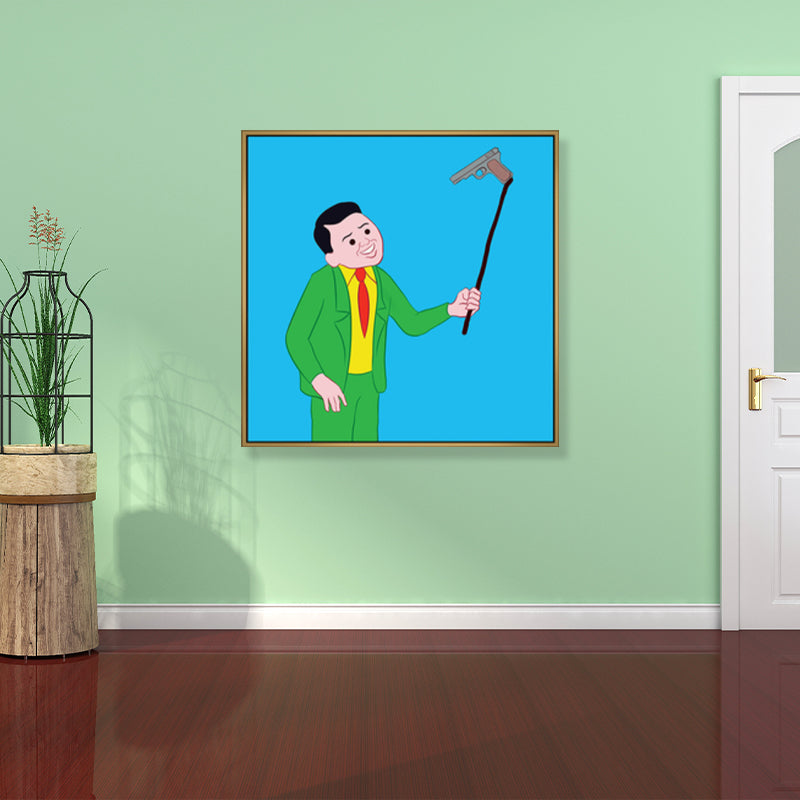 Illustration Dark Humor Comic Canvas Funky Textured Wall Art Decor for Boys Room