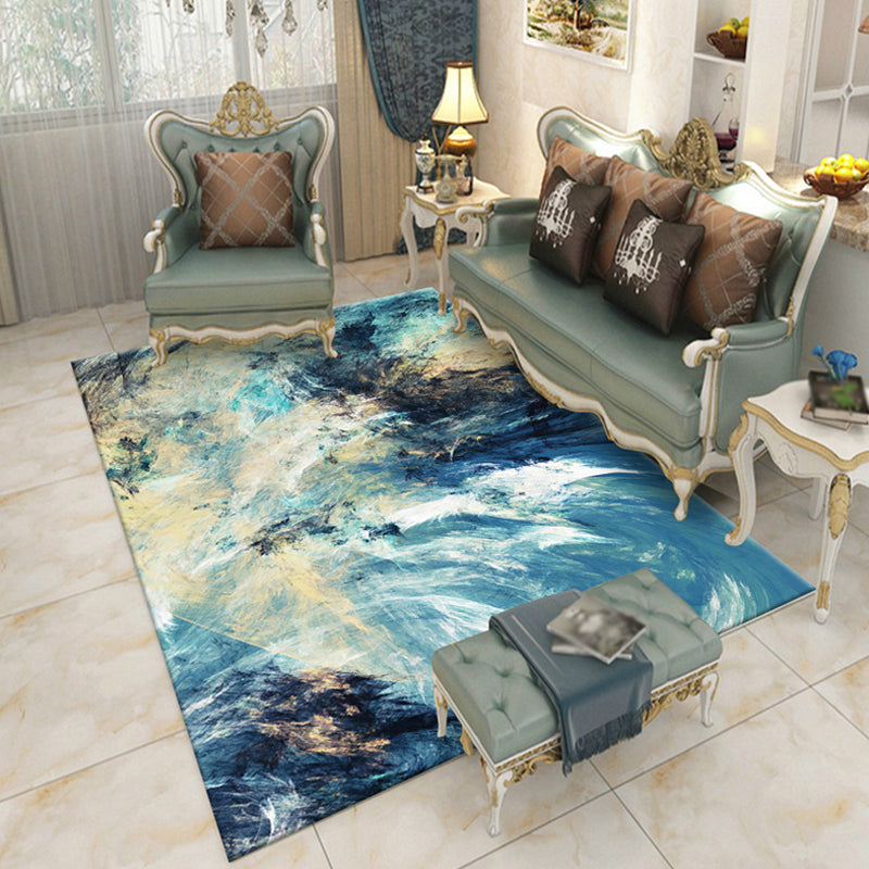 Industrial Colorblock Rug Multicolor Polyester Rug Non-Slip Pet Friendly Washable Are Rug for Bedroom