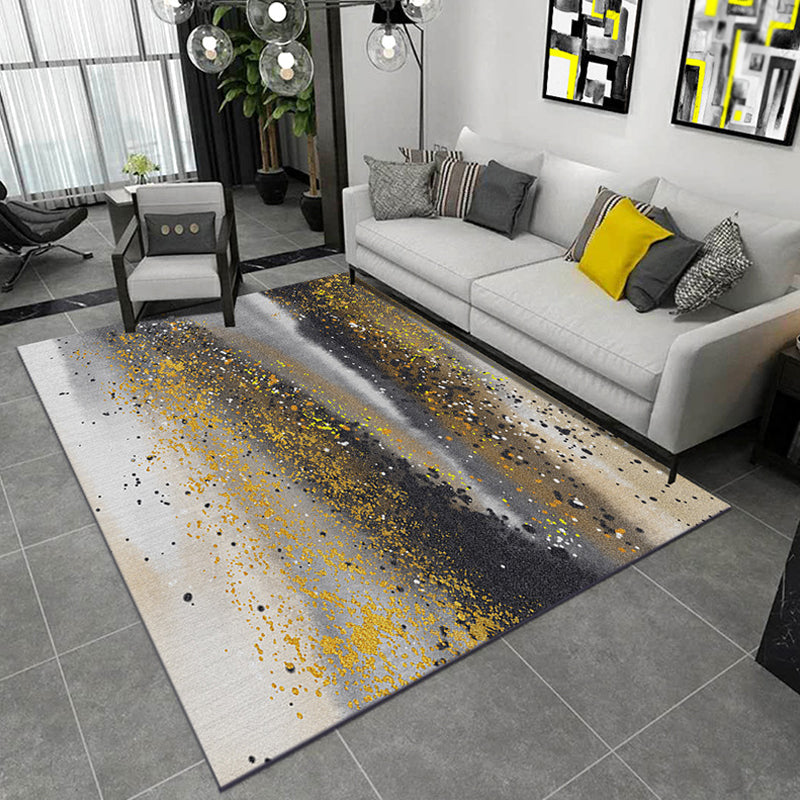 Industrial Abstract Rug Multicolor Polyester Rug Non-Slip Pet Friendly Washable Are Rug for Bedroom