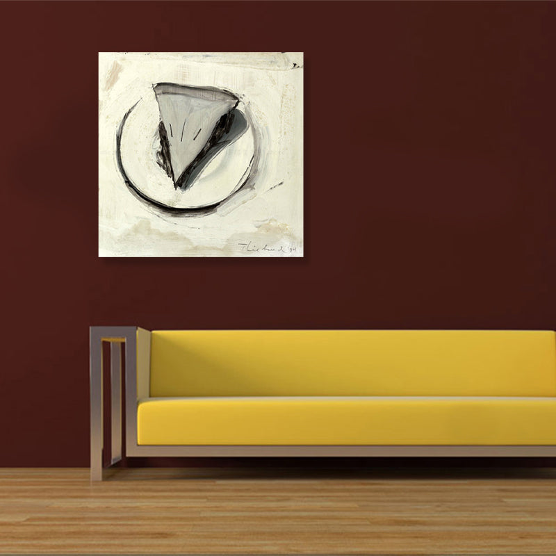 Gray Cake Piece Painting Foods Pop Art Textured Wrapped Canvas for House Interior
