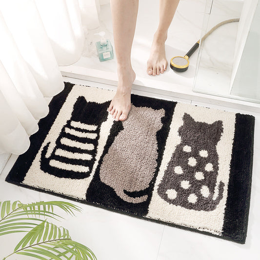 Three Cats Bathroom Rug, Non-Slip and Washable - Feblilac® Mat