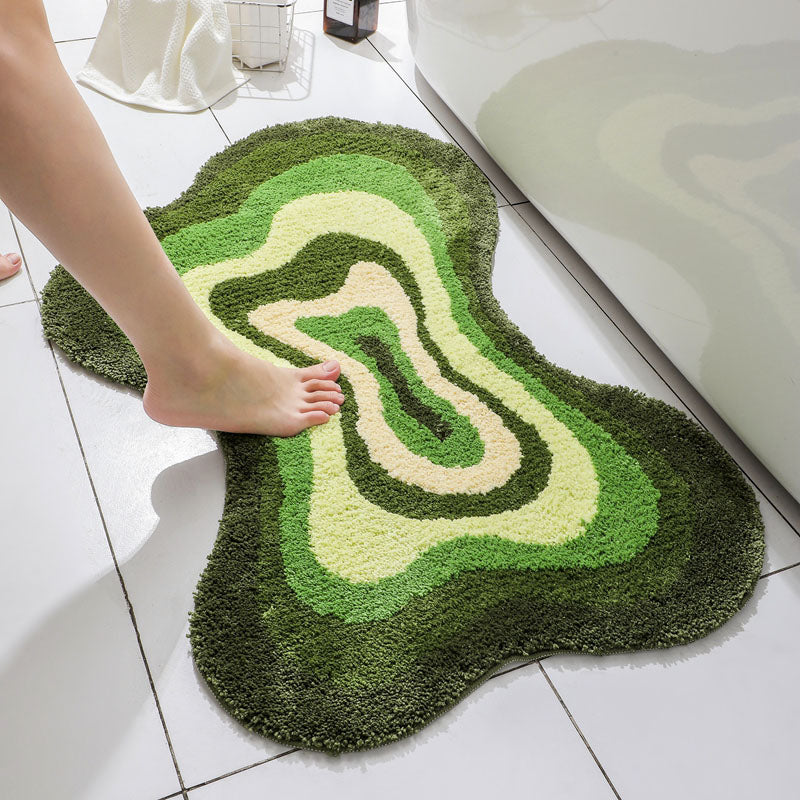 Feblilac Irregular Dizzy Green Leave Bath Mat, Multiple Sized