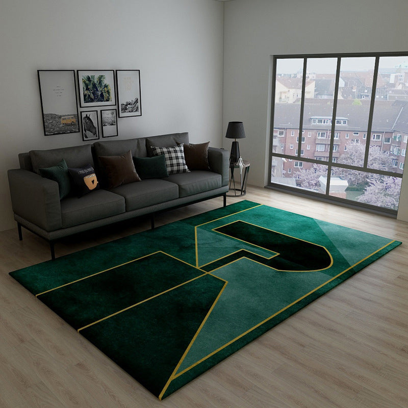 Blackish Green Vintage Rug Polyester Abstract Geometric Rug Machine Washable Anti-Slip Pet Friendly Carpet for Great Room - Green - Design 2 - Clearhalo - 'Area Rug' - 'Rug' - 2121789