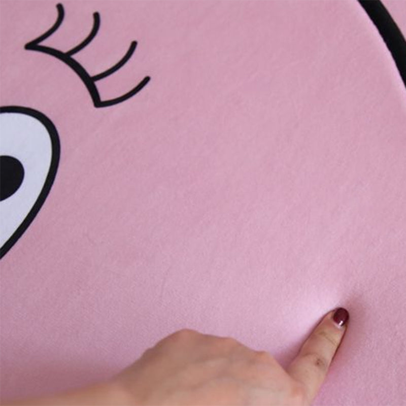 Pink Baby Room Rug Nordic Face Expression Sketch Rug Synthetics Pet Friendly Washable Non-Slip Backing Area Carpet - Clearhalo - 'Area Rug' - 'Rug' - 2122987