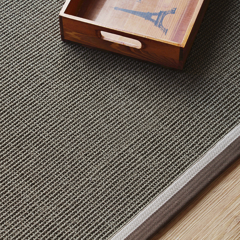 Organic Dark Brown Lodge Rug Sisal Fiber Plain Carpet Pet Friendly Machine Washable Non-Slip Backing Rug for Bedroom