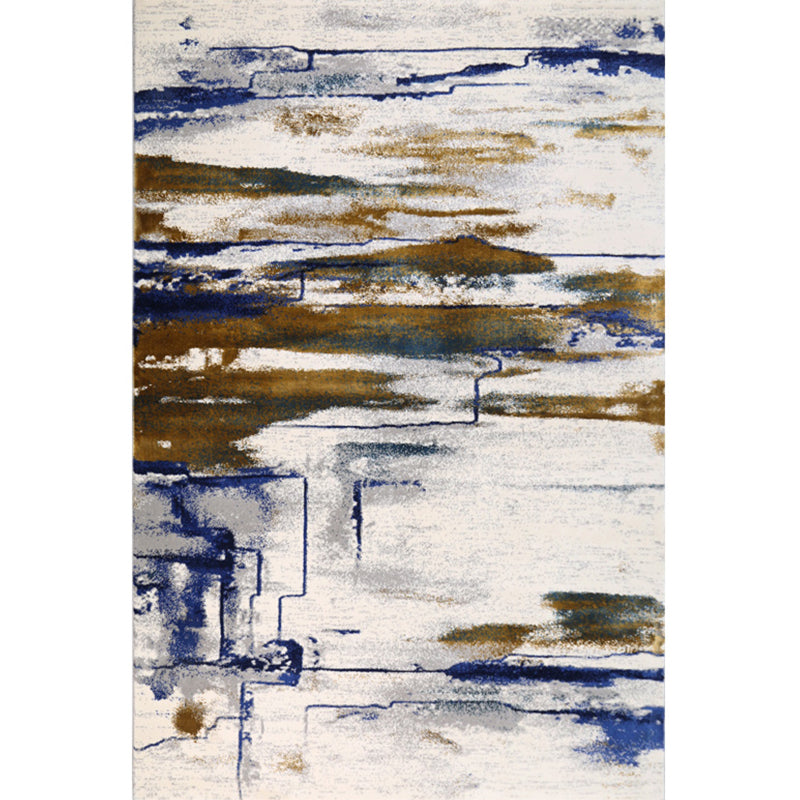 Multicolor Contemporary Rug Cotton Blend Abstract Pattern Area Carpet Machine Washable Non-Slip Rug for Living Room - Blue-Brown - Clearhalo - 'Area Rug' - 'Rug' - 2215504