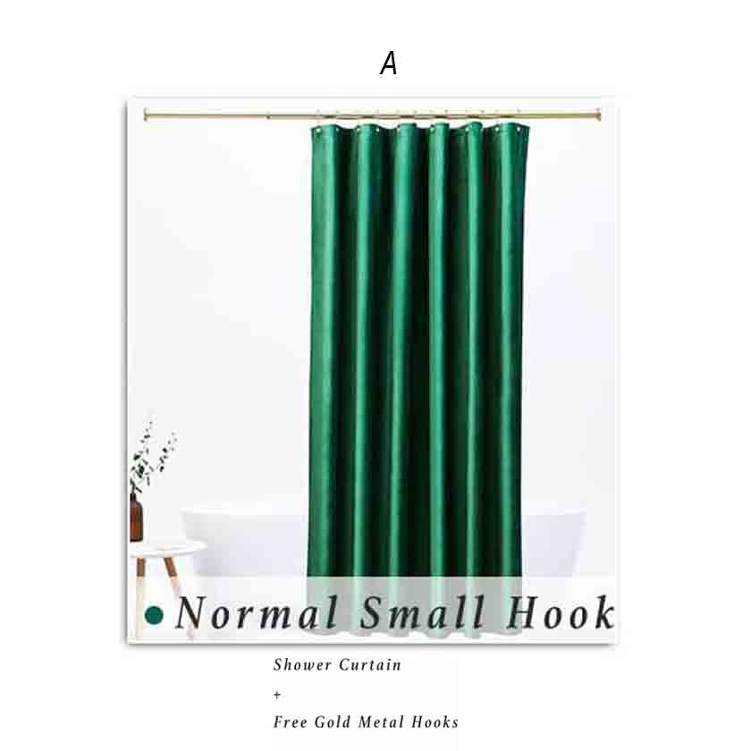 Green Velvet Shower Curtain for Bathroom - Feblilac® Mat