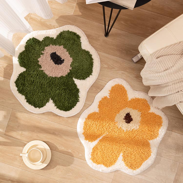 Feblilac Green Leaves Soft Bath Mat, Multiple Sized Floral Non Slip Ba –  Feblilac Store