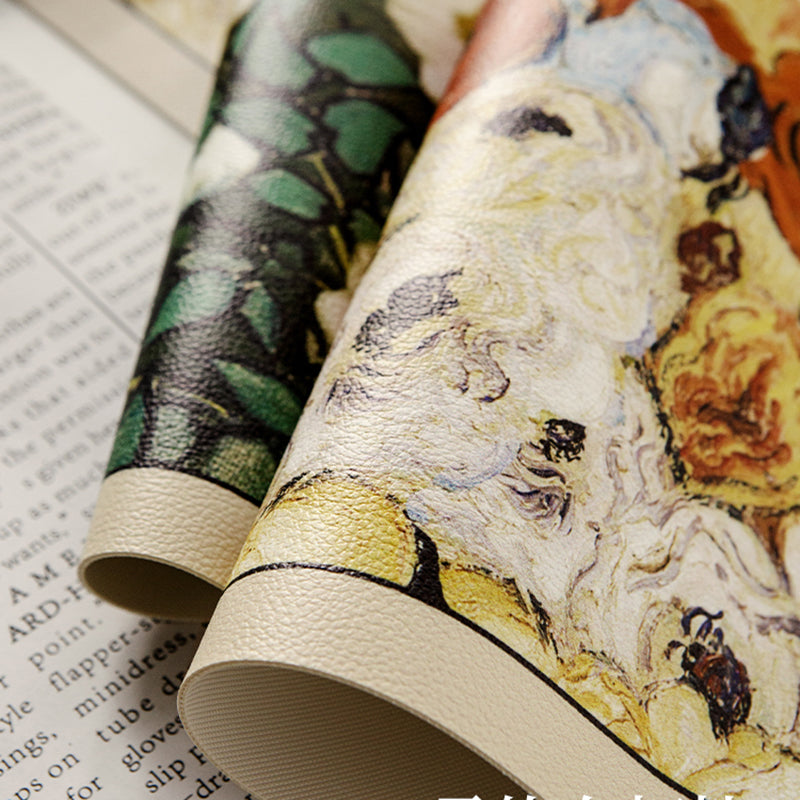 Nordic oil painting style leather placemat retro artistic sense western meal pad insulation pad waterproof and oil-proof can scrub mouse pad