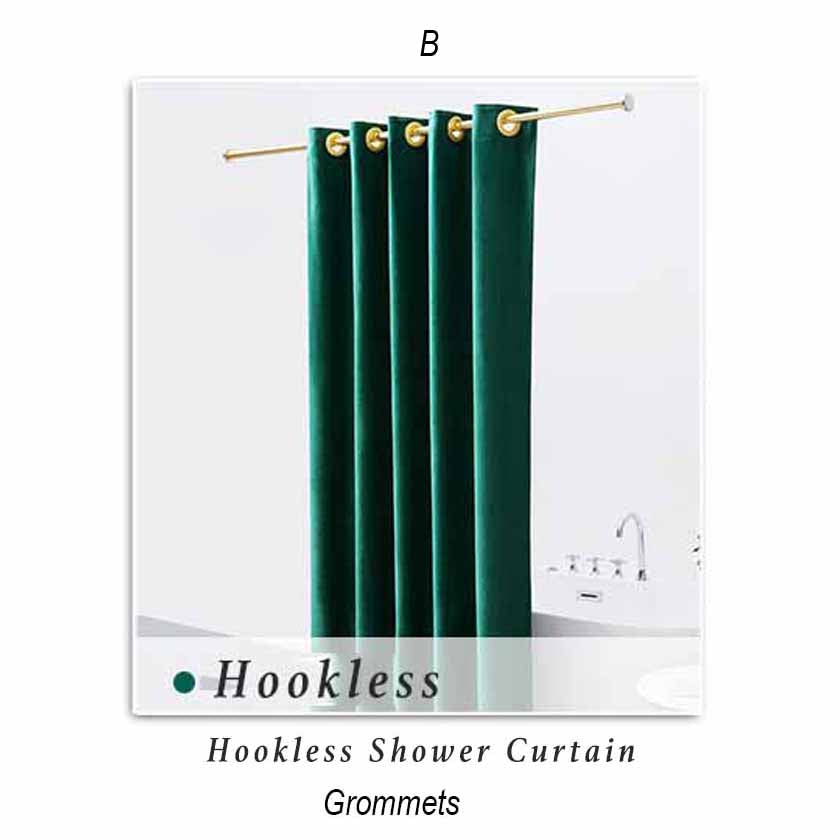 Green Velvet Shower Curtain for Bathroom - Feblilac® Mat