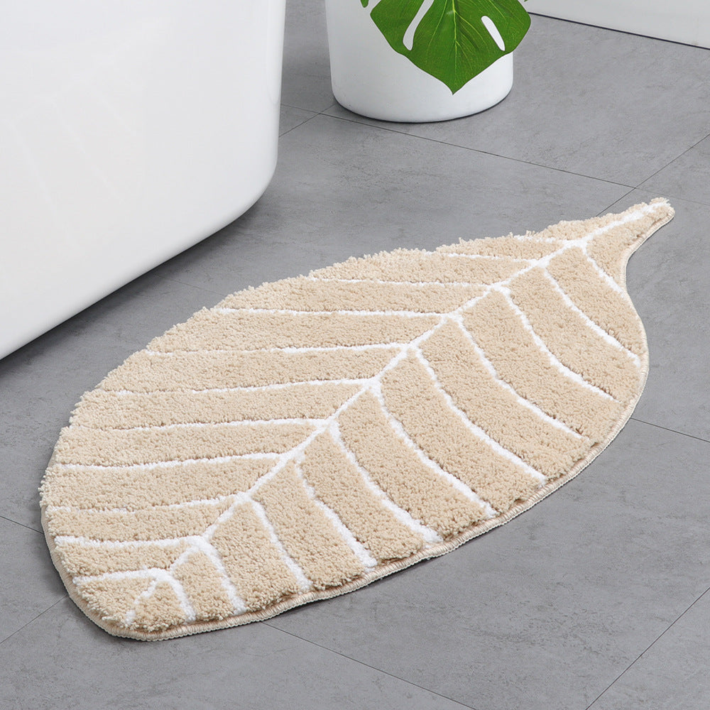 Feblilac Soft Blue Leaves Bathroom Rug - Feblilac® Mat