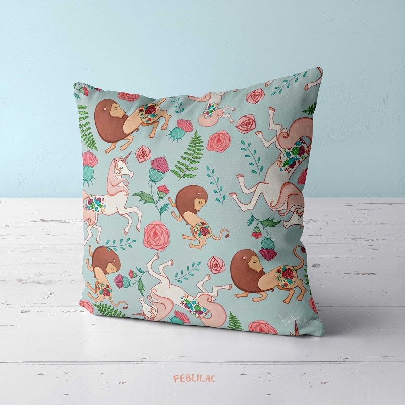 Feblilac The Lion and the Unicorn Cushion Covers Throw Pillow Covers by