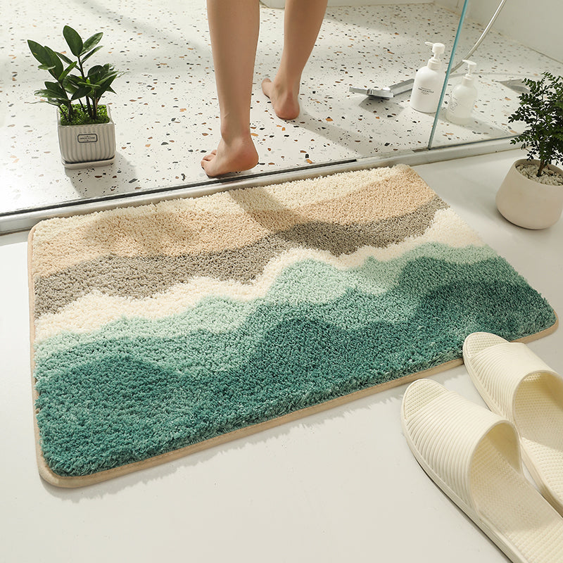 Feblilac Abstract Blue Wave Ocean Bath Mat Green Mountain Rug, Rainbow mat  – Feblilac® Mat