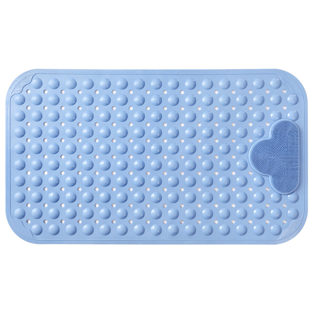 TPE Blue/Grey/Khaki/White Drain Holes and Suction Cups Tub Rug, Anti Slip Massage Bathtub Mats