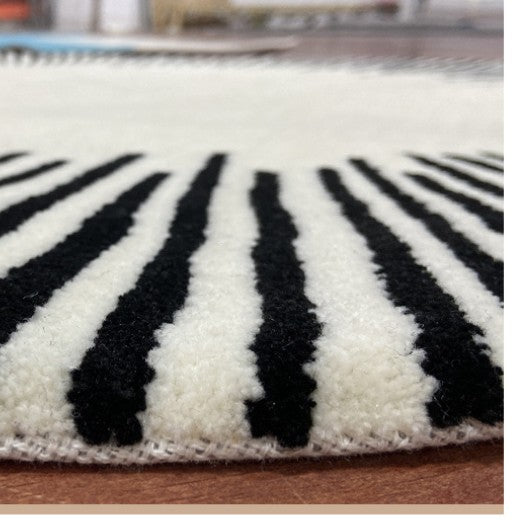 Feblilac Round Minimalist Lines Living Room Carpet