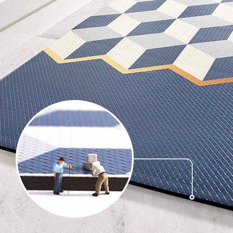 Feblilac Abstract Hills Black and Golden Line Pattern PVC Leather Kitchen Mat - Feblilac® Mat