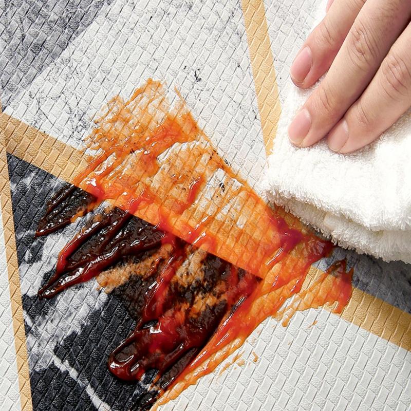 Feblilac Abstract Hills Black and Golden Line Pattern PVC Leather Kitchen Mat - Feblilac® Mat