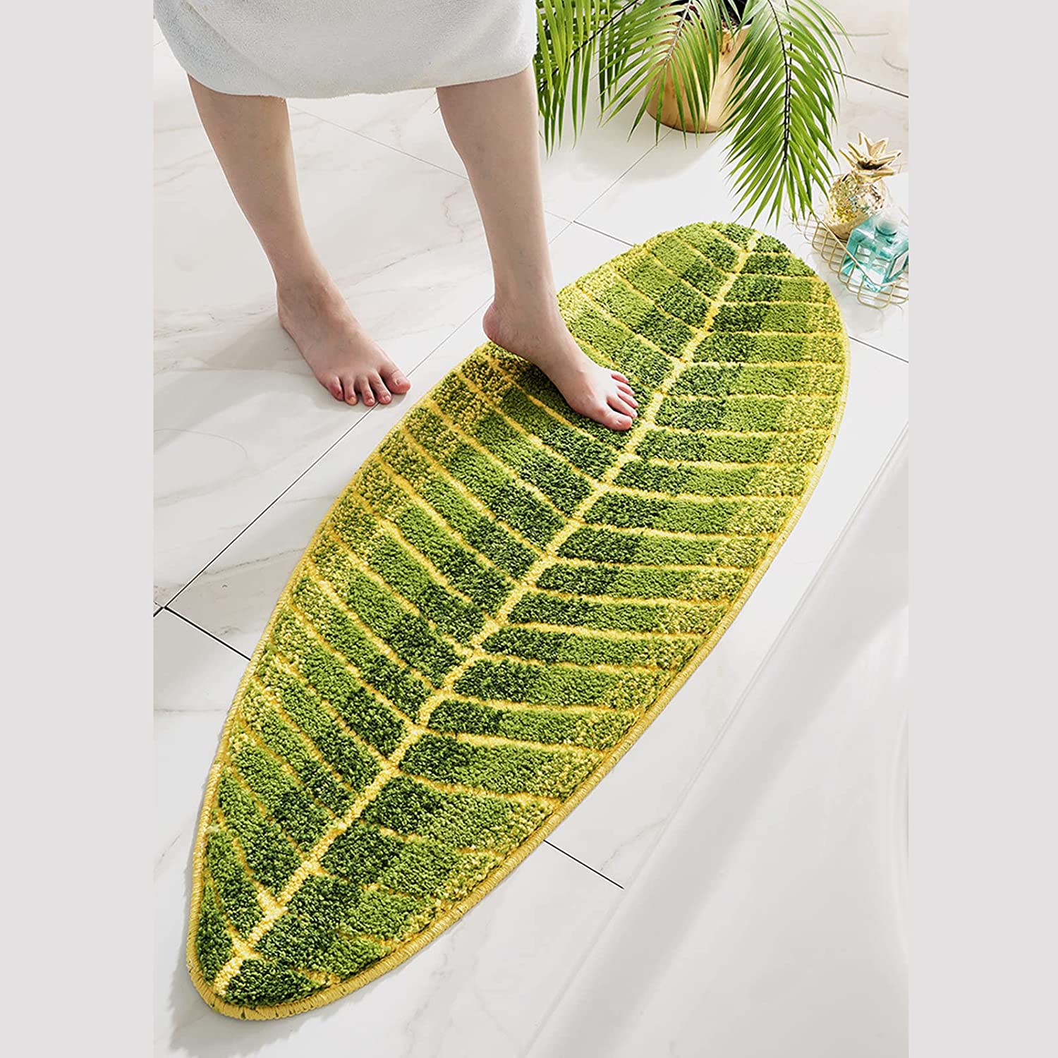 Irregular Shaped Carpet Bathroom Water Absorbent Anti-slip Mat Bath  Entrance Mat, Regular Size 40*60cm, Flower Pattern