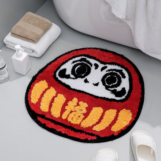 Japanese Red Daruma Bathroom Mat 60x60cm, 23.6"x23.6" Clearance Sale - Feblilac® Mat