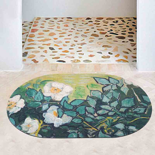 White Flower Garden Diatomaceous Earth Bath Mat