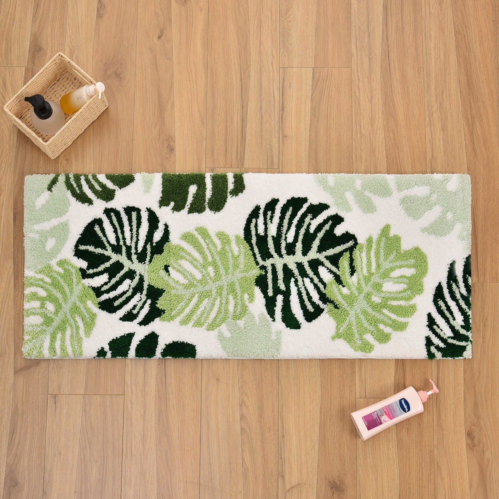 monstera leaf bath mat Feblilac Green Monstera Rectangular Tufted Bath Mat Toilet U-Shaped Tufted Bath Mat, Green Leaves Rug, Tufted Mat – Feblilac® Mat