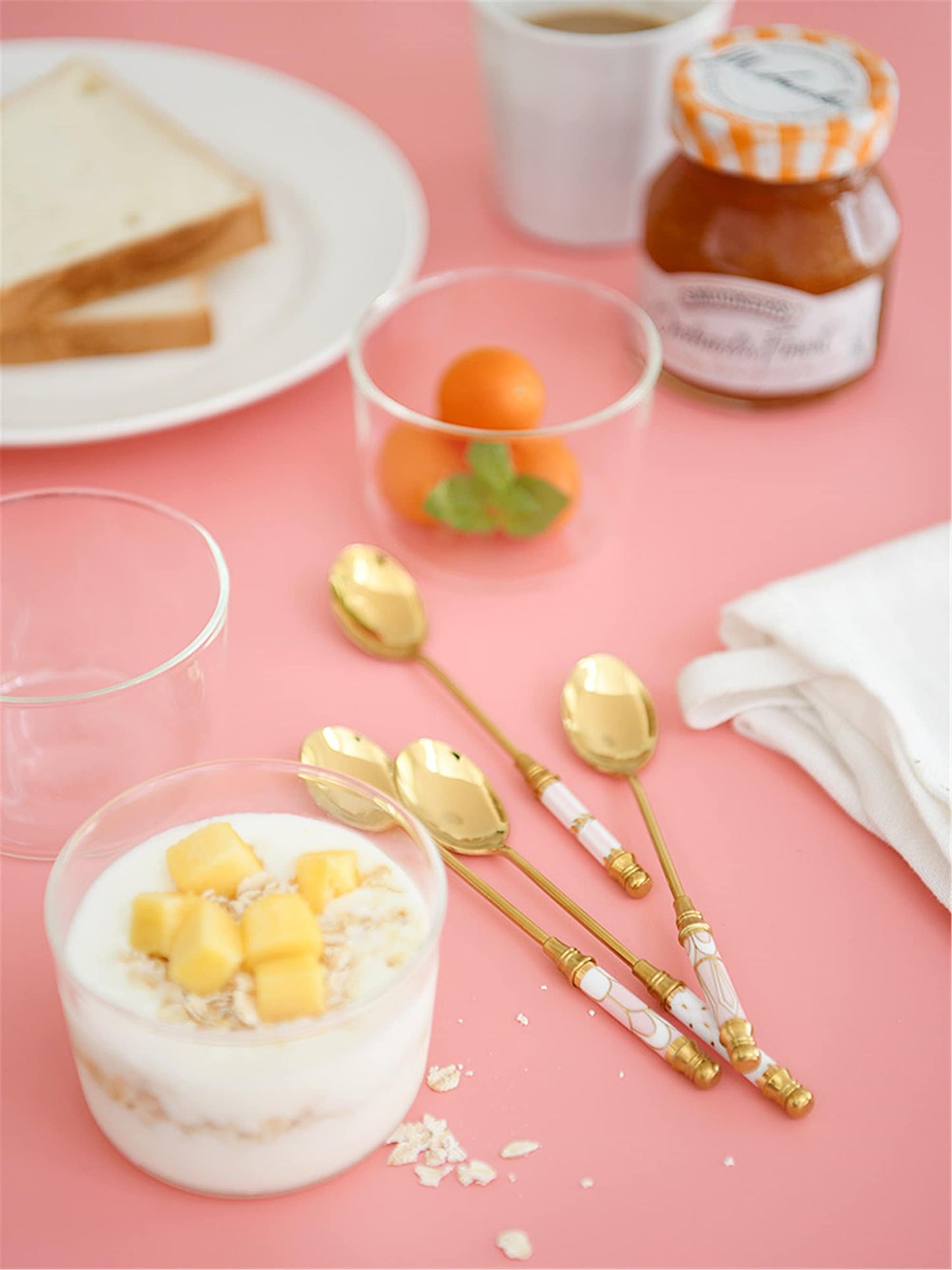 Stainless Steel Spoon, Blue Ceramic Tea Coffee Spoon