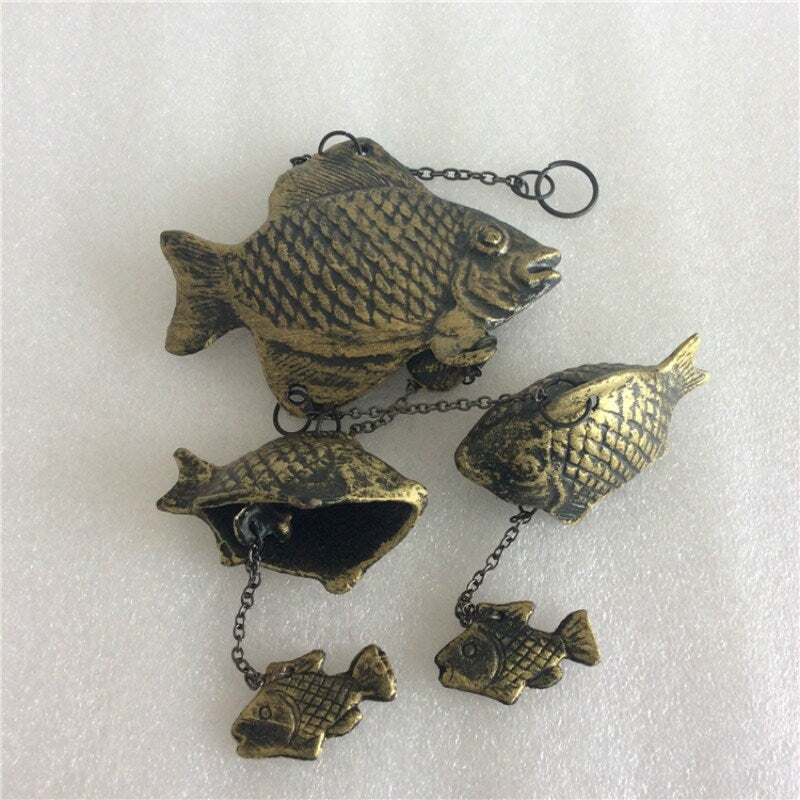 Cute Metal Fish Wind Chime, Traditional Japanese Koi Bronze Bell Ring Windchime