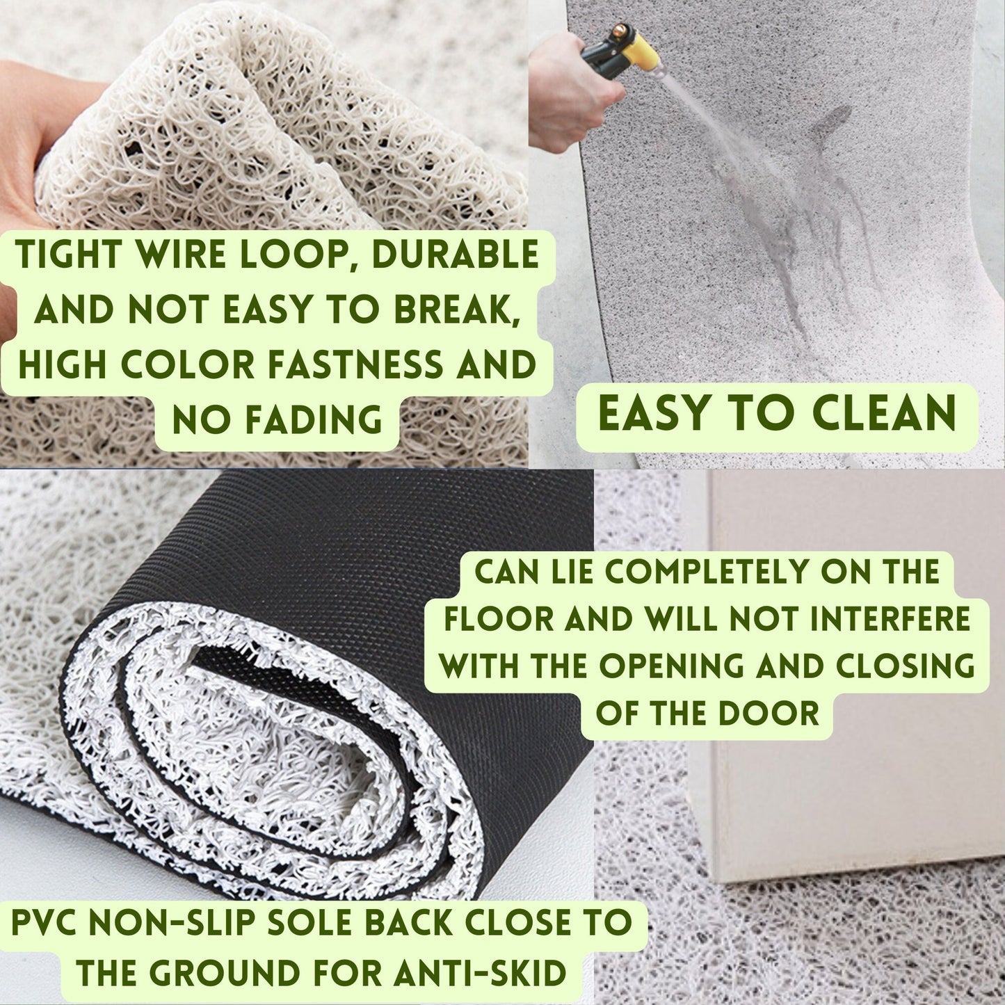 8 Style Flowers PVC Door Mat Rugs Funny Welcome for Front Doormat DIY Cutting Indoor/Outdoor Mats Non-Slip Easy to Clean