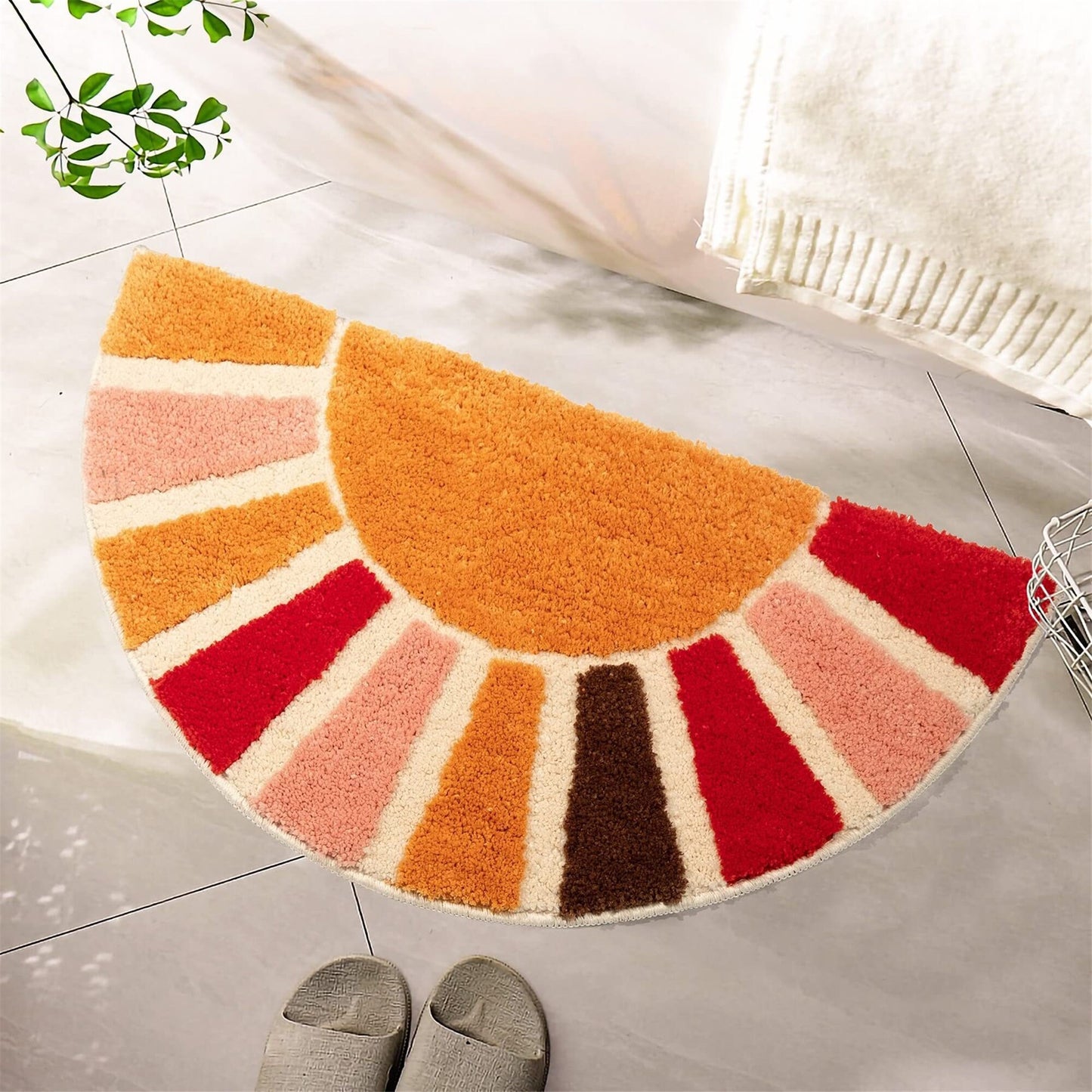 Aesthetic Sun Art Rug, Sunshine Bath Mat, 40*76CM, Cool Sunrise Rugs for Bedroom