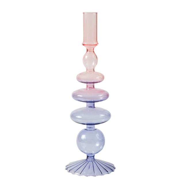 Modern Glass Candleholder-Ocean Blue